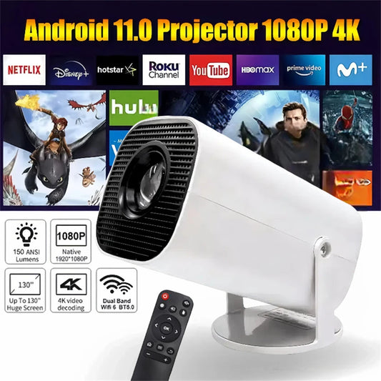 New 2024 4K Android 11 Dual Wifi6 200 ANSI Allwinner H713 BT5.0 1080P 1280*720P Home Cinema Outdoor portable Projetor